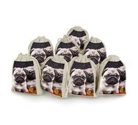 FekiLoot Puppys Pug Bunches Pocket Cotton And Hemp with Drawstring, 8 Pieces Reusable Sachet Gift Bags Pouch, Portable Jewelry Pouch, Wedding DIY Craft Party