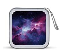 FekiLoot Purple&Blue Galaxy CD Case Hard Plastic DVD Disc Cases Storage Binder Portable Zipper CD Case Holder Large Storage Disc Wallet Bag for Car Home Travel(40 Capacity)