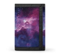 FekiLoot Purple&Blue Galaxy Trifold Wallet Slim Minimalist Front Pocket Men's Passcase Wallet Credit Card Holder