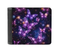 FekiLoot Purple Cute Butterfly Print PU Leather Wallet Bifold Wallet Front Pocket Wallets Fashion Purse Slim Billfold Credit Card Holder