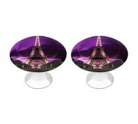 FekiLoot Purple Eiffel Tower Cabinet Knobs Stainless Steel Aluminum Drawer Knobs for Kitchen Cupboard Door Round Cabinet Handles Bedroom Dresser with Screws Drawer Pulls 2 Pack