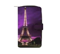 FekiLoot Purple Eiffel Tower Wallet for Men Women Large Capacity Purse Clutch Bag Handbag Checkbook Cash Credit Cards