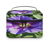 FekiLoot Purple Flower Makeup Bag Large Capacity Travel Cosmetic Bag Lightweight Hand-held Toiletry Bags Portable Cosmetic Pouch Cute Make Up Pouch for Women