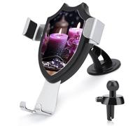 FekiLoot Purple Flowers and Candles Car Phone Mount for Dashboard/Vent/Windshield Auto-Clamping Gravity Sensor Truck Stand Cradle 90° Rotation Phone Holder Fits 4-6" Phones