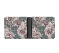 FekiLoot Purple Flowers Leather Wallet Double-Sided Different Images Bifold Wallet Ultra Strong Stitching Slim Wallets