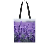 FekiLoot Purple Lavender Tote Bag Lightweight Elegant Carry Bag Stylish Soft Roomy Handbag Full-Color All-Over Print Reusable Shoulder Bag Chic Daily Shopping Bag For Daily Travel Beach Work