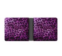 FekiLoot Purple Leopard Leather Wallet Double-Sided Different Images Bifold Wallet Ultra Strong Stitching Slim Wallets