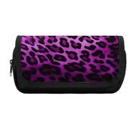 FekiLoot Purple Leopard Pencil Case Office Pencil Box Large Capacity Pencil Box Pouch Holder Double Zipper Pencil Case Use to Organize Desktop And Plan Space Home Office