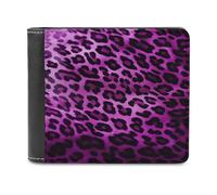 FekiLoot Purple Leopard PU Leather Wallet Bifold Wallet Front Pocket Wallets Fashion Purse Slim Billfold Credit Card Holder