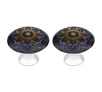 FekiLoot Purple Mandala Art Cabinet Knobs Kitchen Cabinet Handles Round Closet Handles Stainless Steel Drawer Pulls for Closet Dresser Wardrobe Cupboard Furniture 2 Pack