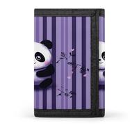 FekiLoot Purple Striped Panda Wallet for Men Slim Minimalist Trifold Wallet with ID Window And Credit Card Holder