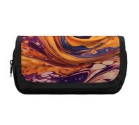 FekiLoot Purple Tie-dye Fabric Pencil Case Portable Zipper Large Capacity Pencil Bag Handheld Multi Function Portable Pencil Pouch Organizer for Family Office Supplies