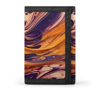 FekiLoot Purple Tie-dye Fabric Wallets Exquisite Trifold Wallet Front Pocket Wallet with Zipper Keychain Coin Purse Credit Card Holder for Adult