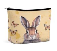 FekiLoot Rabbit And Butterfly Toiletry Bag Travel Cosmetic Bag with Zipper Personalized Makeup Pouch Makeup Pouch for Women for Use in Daily Life Travel Other Occasions