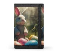 FekiLoot Rabbit And Easter Egg Trifold Wallet Slim Minimalist Front Pocket Men's Passcase Wallet Credit Card Holder