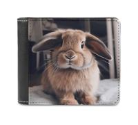 FekiLoot Rabbit on Bed PU Leather Wallet Bifold Wallet Front Pocket Wallets Fashion Purse Slim Billfold Credit Card Holder
