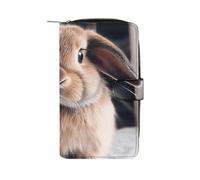 FekiLoot Rabbit on Bed Wallet Large Capacity Travel Double Fold Wallets Portable Zipper Leather Purse for Women Men