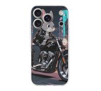 FekiLoot Rabbit Riding Motorcycles for iPhone 17 Case Full Camera Protection TPU Slim Shockproof with Anti-Fingerprint Phone Cover Transparent