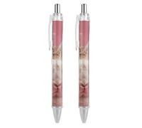 FekiLoot Rabbit Wearing A Crown Ballpoint Pens Retractable Black Ink Ballpoint Pens 0.5mm Medium Point Smooth Writing Pattern Pen with Super Soft Grip Cute Work Supplies for Men Women 2 PCS