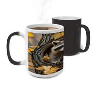 FekiLoot Raccoon in The Fall Tree Hole Color Changing Mugs Heat Sensitive Coffee Mug 11 Oz Novelty Ceramic Cup with Handle Magic Cups Temperature Changing Coffee Tumblers for Women Men Funny Gifts