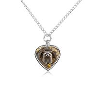 FekiLoot Raccoon in The Fall Tree Hole Urn Necklace for Ashes Heart Cremation Jewelry Memorial Keepsake Pendant Locket Ash Holder Memory Jewelry for Women Men to Hold Ashes of Loved Ones