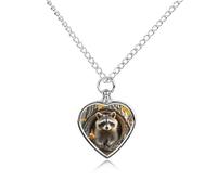 FekiLoot Raccoon in The Fall Tree Hole Urn Necklaces for Ashes Personalized Human Pet Cremation Jewelry Keepsake Locket Heart Pendant with Filling Kit Memorial Gift for Dog Cat Lover Women Men
