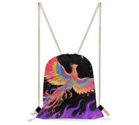 FekiLoot Radiant Phoenix Drawstring Backpack Sports Gym Bag Drawstring Bags Foldable Backpack for Women Men