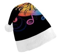 FekiLoot Rainbow Musical Note Melody Santa Hat Unisex Adult Warm Santa Hats Classic Interesting Comfort Christmas Cap with Plush Brim And Liner for Christmas New Year Holiday Party Supplies