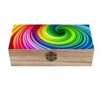 FekiLoot Rainbow Spiral Wooden Storage Box Keepsake Box with Lid And Front Clasp Dust-Proof Jewelry Boxes Vintage Treasure Chest Decorative Boxes Gifts for Women Men Home Decor