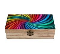 FekiLoot Rainbow Stripe Pattern Wooden Storage Box Keepsake Box with Lid And Front Clasp Dust-Proof Jewelry Boxes Vintage Treasure Chest Decorative Boxes Gifts for Women Men Home Decor