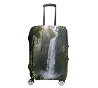 FekiLoot Rainforest Waterfall Travel Luggage Cover Stretchable Airplane Suitcase Protector Sleeve Universal Washable Fit for 19-32 Inch Checked Baggage,Water Resistant Durable Luggage Protector, white