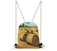 FekiLoot Ranch Haystacks Drawstring Backpack Sports Gym Bag Drawstring Bags Foldable Backpack for Women Men