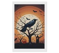 FekiLoot Raven Halloween Diamond Painting Kits for Adults Full Drill Diamond Dots Art for Beginners DIY 5d Round Gem Diamond Pictures Art Kits Crafts Home Wall Decoration Gift 8"x12"