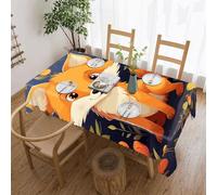 FekiLoot Rectangle Cute Animal Fox Flower Tablecloth 120 X 60 Inch Reusable Polyester Table Cover Everyday Use Decorative Table Cloth Washable for Dining Wedding Party Outdoor Decor