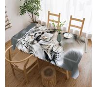 FekiLoot Rectangle Snow Leopard Tablecloth 120 X 60 Inch Reusable Polyester Table Cover Everyday Use Decorative Table Cloth Washable for Dining Wedding Party Outdoor Decor
