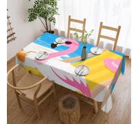 FekiLoot Rectangle Tablecloth 54 X 72 Inch, Classic Stain Resistant Table Cloth Reusable Washable Table Cover Tropical Flamingo Cartoon Tabletop Decor for Kitchen Dining Party Indoor Outdoor Use