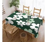 FekiLoot Rectangle Tablecloth 54 X 72 Inch, Classic Stain Resistant Table Cloth Reusable Washable Table Cover Vintage Groovy Green Flowers Tabletop Decor for Kitchen Dining Party Indoor Outdoor Use