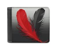 FekiLoot Red And Black Feather Wallet Fashionable Slim Leather Wallet with Multiple Card Slots And Hidden Compartments Wallets
