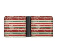 FekiLoot Red And Green Stripes Leather Wallet Double-Sided Different Images Bifold Wallet Ultra Strong Stitching Slim Wallets