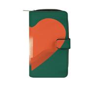 FekiLoot Red And White Pattern Wallet Large Capacity Travel Double Fold Wallets Portable Zipper Leather Purse for Women Men