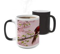 FekiLoot Red-Bellied Pheasant Color Changing Mugs Heat Sensitive Coffee Mug 11 Oz Novelty Ceramic Cup with Handle Magic Cups Temperature Changing Coffee Tumblers for Women Men Funny Gifts