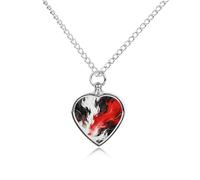 FekiLoot Red Black Abstract Urn Necklaces for Ashes Personalized Human Pet Cremation Jewelry Keepsake Locket Heart Pendant with Filling Kit Memorial Gift for Dog Cat Lover Women Men