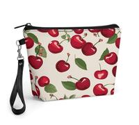 FekiLoot Red Cherry Pattern Makeup Bag for Purse, Waterproof Funny Cosmetic Bag for Women, Zipper Travel Pouch Gift 8.9×5.7 Inch