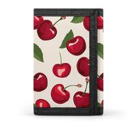 FekiLoot Red Cherry Pattern Slim Wallet Trifold Wallet Credit Card Holder Wallets Stylish Money Clip for Men Women