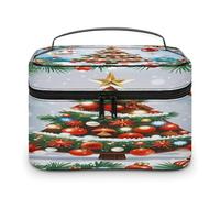 FekiLoot Red Christmas Tree Makeup Bag Large Capacity Travel Cosmetic Bag Lightweight Hand-held Toiletry Bags Portable Cosmetic Pouch Cute Make Up Pouch for Women