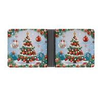 FekiLoot Red Christmas Tree Wallet Slim PU Bifold Design Wallet with Multiple Card Slots Wallets Extra Capacity Pocket Wallets