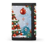 FekiLoot Red Christmas Tree Wallet Slim Trifold Wallets with Multiple Card Slots Credit Card Holder Pocket Coin Purse