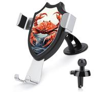 FekiLoot Red Crab Sea Car Phone Holder Mount Strongest Suction & Clip Cell Phone Mount for Dashboard Windshield Vent Fits 4-6" Phones (Straight Vent Only)