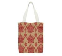 FekiLoot Red Crown Canvas Tote Bag Reusable Grocery Washable Shopping Bag Multi-Purpose Tote Bags with Zipper Inner Pocket Large Capacity Lightweight Shopping Cloth Bags