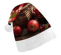 FekiLoot Red Fruit in A Basket Santa Hat Comfortable Soft Christmas Hat Reusable Christmas Cap for Adults for Xmas And New Year Holiday Party Supplies